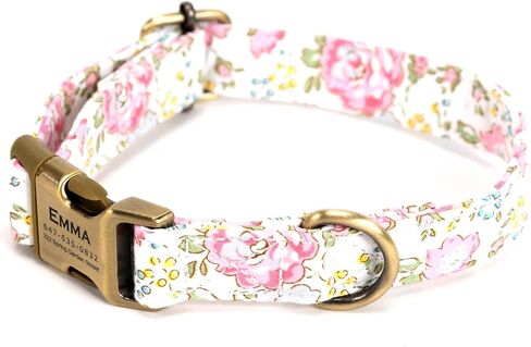 Personalized Dog Collar with Name and Phone Number Engraved,Adjustable Custom Puppy Collar,Organic Cotton Pet Collar for Small Medium Large Boy Girl Dogs in Saudi Arabia