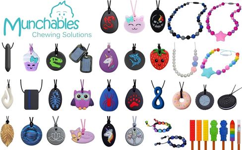 Munchables Dragon Sensory Chew Necklace for Adults or Kids - Chewy Fidget Stim Toy Jewelry for Boys and Girls (Navy/Black) in Saudi Arabia