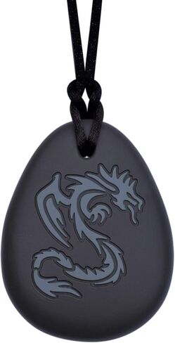 Munchables Dragon Sensory Chew Necklace for Adults or Kids - Chewy Fidget Stim Toy Jewelry for Boys and Girls (Navy/Black) in Saudi Arabia