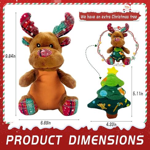 Christmas Dog Toys Squeaky Reindeer Dog Toys with Cute Xmas Tree Interactive Durable Plush Toys for Puppies, Small, Middle, Large Dogs Teething, Training & Chewing in Saudi Arabia