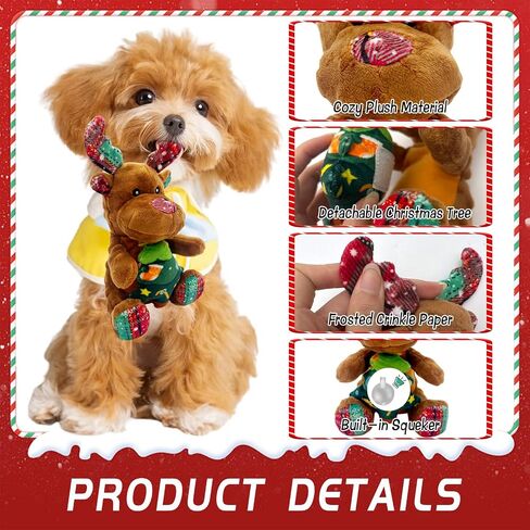 Christmas Dog Toys Squeaky Reindeer Dog Toys with Cute Xmas Tree Interactive Durable Plush Toys for Puppies, Small, Middle, Large Dogs Teething, Training & Chewing in Saudi Arabia