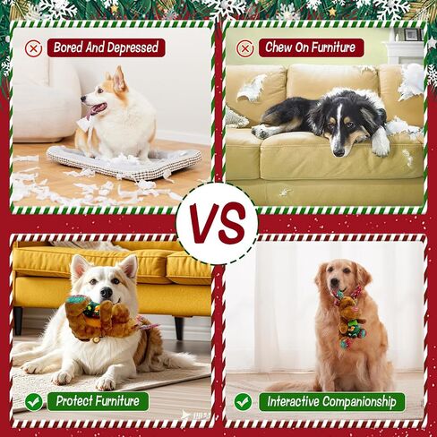 Christmas Dog Toys Squeaky Reindeer Dog Toys with Cute Xmas Tree Interactive Durable Plush Toys for Puppies, Small, Middle, Large Dogs Teething, Training & Chewing in Saudi Arabia