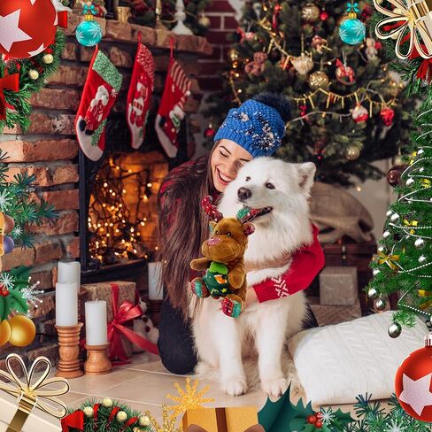 Christmas Dog Toys Squeaky Reindeer Dog Toys with Cute Xmas Tree Interactive Durable Plush Toys for Puppies, Small, Middle, Large Dogs Teething, Training & Chewing in Saudi Arabia