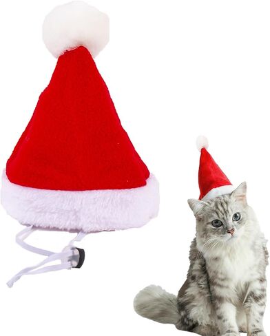 Dog Christmas Hat, Pet Santa Party Costume Supplies Adjustable Soft Plush Hat for Dog Cat in Saudi Arabia