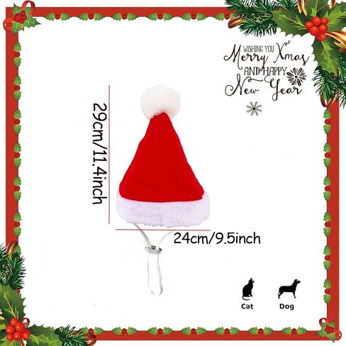 Dog Christmas Hat, Pet Santa Party Costume Supplies Adjustable Soft Plush Hat for Dog Cat in Saudi Arabia
