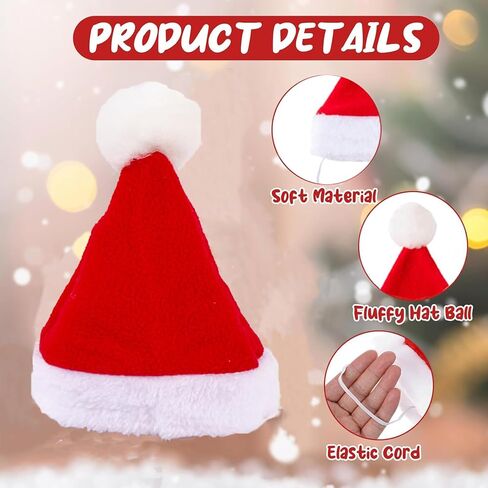 Dog Christmas Hat, Pet Santa Party Costume Supplies Adjustable Soft Plush Hat for Dog Cat in Saudi Arabia