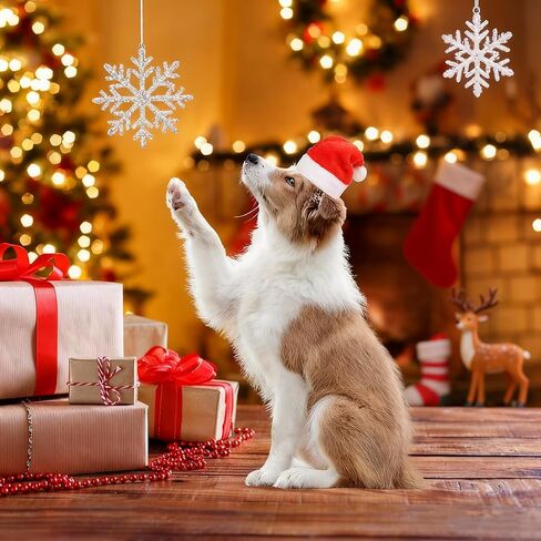 Dog Christmas Hat, Pet Santa Party Costume Supplies Adjustable Soft Plush Hat for Dog Cat in Saudi Arabia