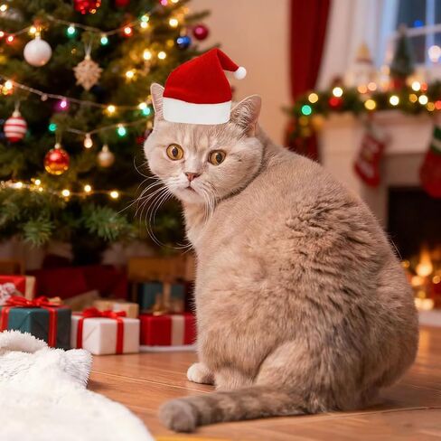 Dog Christmas Hat, Pet Santa Party Costume Supplies Adjustable Soft Plush Hat for Dog Cat in Saudi Arabia