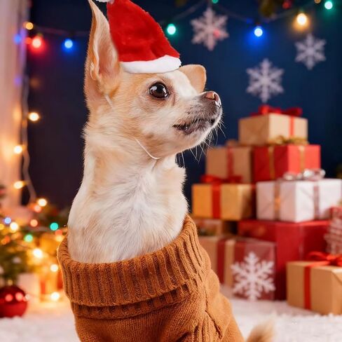 Dog Christmas Hat, Pet Santa Party Costume Supplies Adjustable Soft Plush Hat for Dog Cat in Saudi Arabia