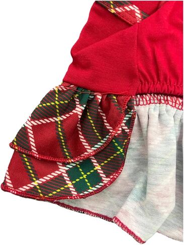 Tangpan Gold Bow-Knot Pet Christmas Dress Outfit Dog Santa Plaid Skirt Puppy Costume Cat Apparel (Large) in Saudi Arabia