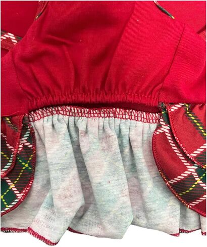 Tangpan Gold Bow-Knot Pet Christmas Dress Outfit Dog Santa Plaid Skirt Puppy Costume Cat Apparel (Large) in Saudi Arabia