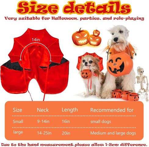 Dog Vampire Costume, 2025 Dog Halloween Costumes, Halloween Vampire Cape Costume for Dogs & Cats, Perfect for Pet Halloween Parties and Themed Events(Large) in Saudi Arabia