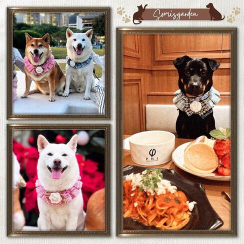 طوق تويد مكشكش، عصابات عيد الميلاد للكلاب والقطط، وشاح للحيوانات الأليفة كهدية عيد ميلاد، زي عطلة من القماش المتين الفاخر للكلاب الصغيرة والمتوسطة والكبيرة (أزرق وصغير) (وردي، كبير) in Kuwait