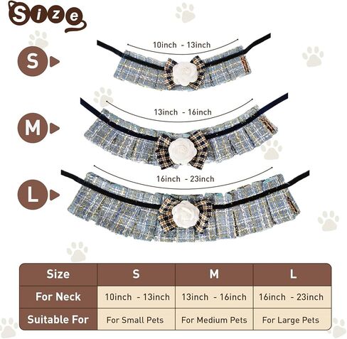 طوق تويد مكشكش، عصابات عيد الميلاد للكلاب والقطط، وشاح للحيوانات الأليفة كهدية عيد ميلاد، زي عطلة من القماش المتين الفاخر للكلاب الصغيرة والمتوسطة والكبيرة (أزرق وصغير) (وردي، كبير) in Kuwait
