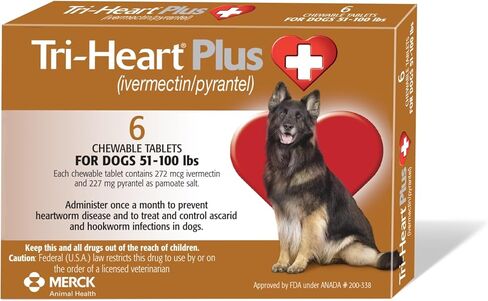 TRI-HEART PLUS Chewable Tablet for Dogs, up to 25 lbs (Blue Box), 6 Chewable Tablets, 6-Month Supply in Saudi Arabia
