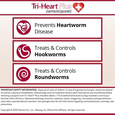 TRI-HEART PLUS Chewable Tablet for Dogs, up to 25 lbs (Blue Box), 6 Chewable Tablets, 6-Month Supply in Saudi Arabia