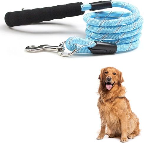 Breathable Summer Dog Leash - Reflective Foam-Padded Lead with High-Tenacity Polyester, Non-Slip Grip for Day & Night Safety, Black in Saudi Arabia