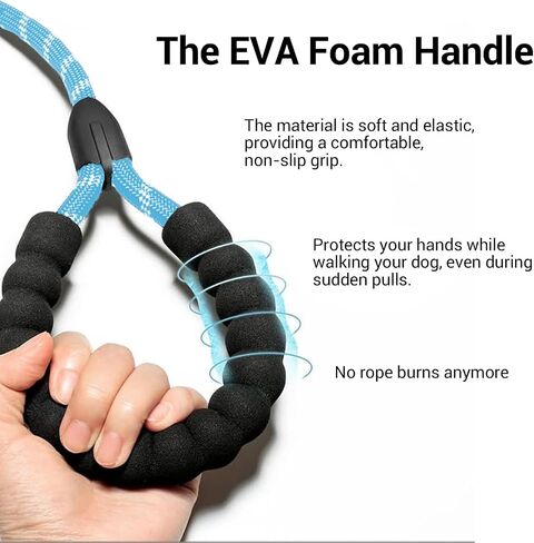 Breathable Summer Dog Leash - Reflective Foam-Padded Lead with High-Tenacity Polyester, Non-Slip Grip for Day & Night Safety, Black in Saudi Arabia