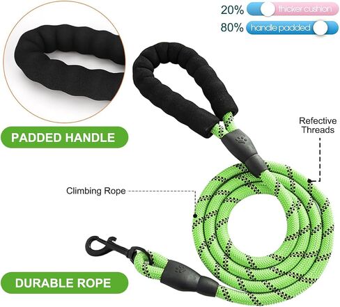 5Ft Dog Leash with Comfortable Padded Handle, Highly Reflective Threads Dog Leash for Small Medium and Large Dogs (5ft-1/2'', Gray) in Saudi Arabia