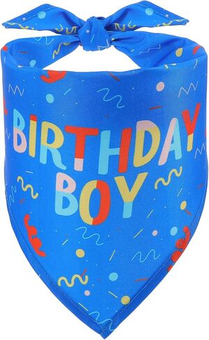 Birthday Dog Bandana, 31 * 12.5 Inch Birthday Boy Dog Bandana Printed Triangle Scarf, for Puppy Large Medium Dogs Party Supplies in Kuwait
