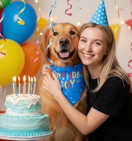 Birthday Dog Bandana, 31 * 12.5 Inch Birthday Boy Dog Bandana Printed Triangle Scarf, for Puppy Large Medium Dogs Party Supplies in Kuwait