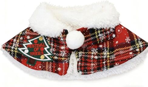 Christmas Pet Cape Warm Scarf for Winter - No Bell Design, Adjustable 12-14 Inch Festive Puppy Kitten Cloak for Extra Dogs & Cats, Lightweight Holiday Costume for Photos & Parties in Saudi Arabia