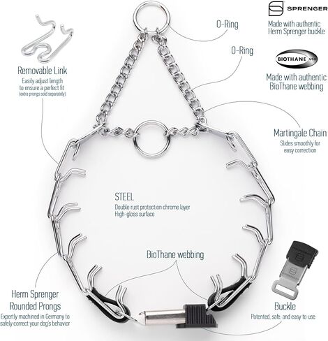 Herm Sprenger Chrome Plated Steel Dog Collar with Quick Release ClicLock Buckle O-Ring Biothane Insert Training Collar Made in Germany (Black, 22in x 3.0mm(Neck Size up to 18-19in)) in Saudi Arabia