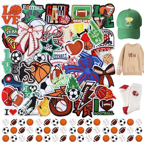 Meneng Iron On Football Mama Patches: 32PCS Embroidered Football Bow Cheer Patch for Mom & Kids - Energetic Football DIY Crafts for Clothing Hats Backpacks Jerseys Jeans in Saudi Arabia