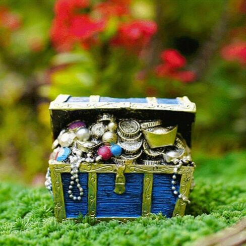 Aquarium Treasure Chest Ornament Resin Hollow Harmless Decorative Compact Treasure Chest Hideaway Blue for Fish Tank Landscape in Saudi Arabia