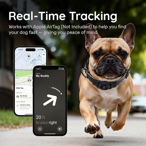 طوق AirTag للكلاب مع معرف رمز QR وحامل مقاوم للماء - طوق أكسفورد مبطن ومتين وعاكس متوافق مع Apple AirTags للكلاب الكبيرة (أزرق، L) in Saudi Arabia