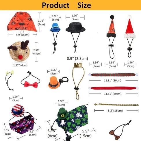18Pcs Bearded Dragon Festival Costumes, Lizard Hats Clothes at Birthday Halloween Christmas, Festive Costume Accessories Set for Gecko Chameleon Iguana Hamster Ferret Reptile (Boy Set/18 Pcs) in Kuwait