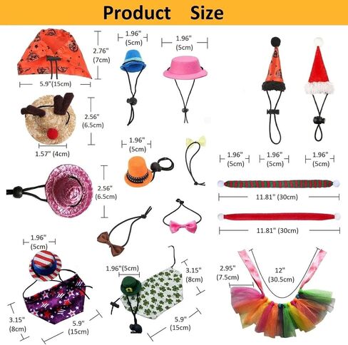 18Pcs Bearded Dragon Festival Costumes, Lizard Hats Clothes at Birthday Halloween Christmas, Festive Costume Accessories Set for Gecko Chameleon Iguana Hamster Ferret Reptile (Boy Set/18 Pcs) in Kuwait