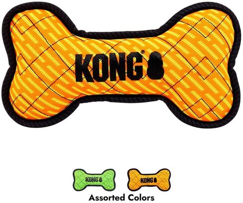 KONG Armor Bone Dog Toy – Medium – Durable Triple-Layered Fabric with Reflective Trim & Squeaker – Assorted Colors – Ideal for Chewing, Fetching & Tugging (Football, Medium) in Saudi Arabia