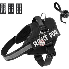 خدمة Voopet Dog Stest Harness+ علامة الهوية ومجموعة المقود+ 6 بقع ، لا تسخير الكلب العاكس القابل للتعديل للتدريب ، مناسبة للكلاب الصغيرة والكبيرة. in Kuwait