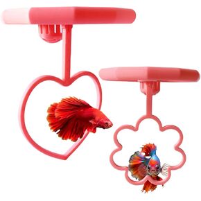 2PCS Floating Flower Heart Betta Training Ring,Floating Feeder Cup, Betta Loops for Aquarium Decor,Floating Heart Playground for Betta (Pink) in Kuwait