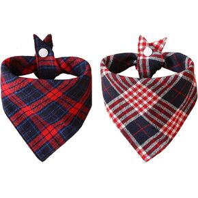 Cat Bandana Plaid Small Dog Bandana,Cotton Puppy Handkerchief,Buffalo Check Small Dog Scarf,Adjustable Pet Fall Bandana with Snap Button (Burgundy) in Saudi Arabia