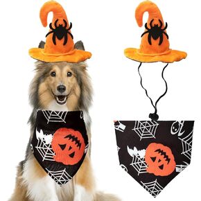 Christmas Dog Costume Hat and Scarf Set – 3 Styles Cowboy, Pirate, Witch Pumpkin Bandana for Dogs & Cats, Holiday Pet Dress Up Outfit for Halloween, Christmas Party, Photos, and Gifts in Saudi Arabia