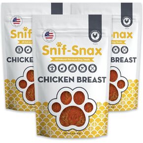 Snif-Snax Smoked Chicken Breast Dog Treats (4oz, 3-Pack) – All Natural Human Grade Jerky – Grain Free Training Treats for Dogs – Single Ingredient, Chicken Strips for Small, Medium & Large Dogs in Kuwait