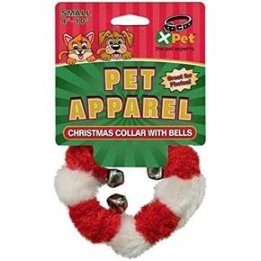 Red and White Fuzzy Bell Collar for Dogs, Small 4-10 Inches in Saudi Arabia
