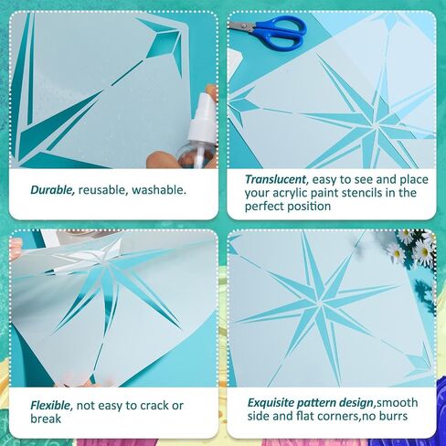 4 Pieces Reusable Tile Stencil 12 x 12 Inches Wall Templates Tile Pattern Stencil Drawing Templates for DIY Scrapbooks Wall Floor Home Decors (Mandala Style) in Saudi Arabia