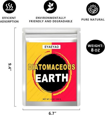 Diatomaceous Earth Food Grade 8 oz - 100% Diatomaceous Powder for Pets, Dogs, Home & Garden - Safe for Humans & Animals (8 oz) in Saudi Arabia