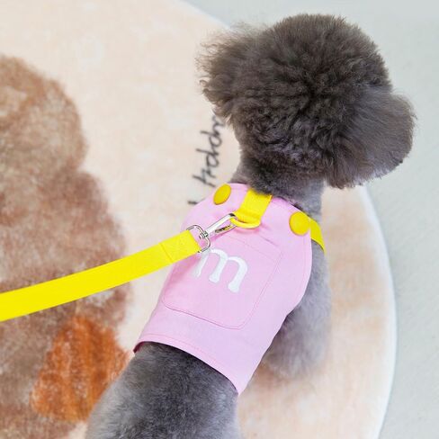 Small Dog Harness Leash Set - Embroidered M Design, Comfortable & Stylish Pet Vest with Leash in Saudi Arabia
