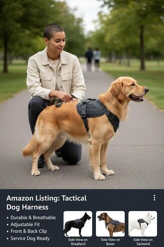 Heavy-Duty Tactical Dog Harness – No-Pull, Adjustable, Breathable (Gray camo, Large) in Saudi Arabia