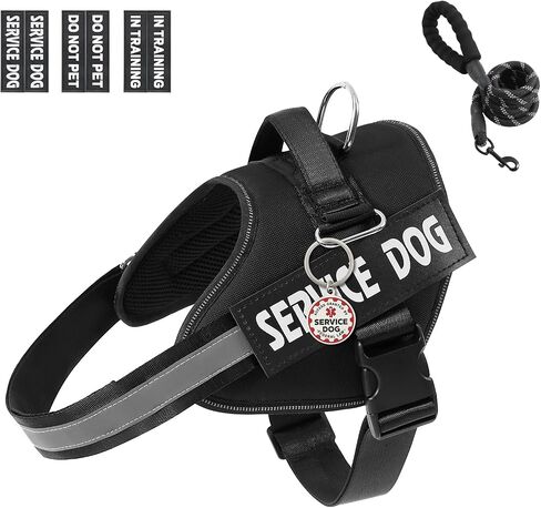 خدمة Voopet Dog Stest Harness+ علامة الهوية ومجموعة المقود+ 6 بقع ، لا تسخير الكلب العاكس القابل للتعديل للتدريب ، مناسبة للكلاب الصغيرة والكبيرة. in Saudi Arabia