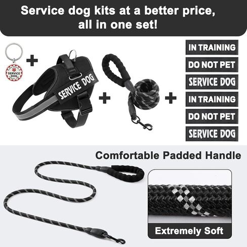 خدمة Voopet Dog Stest Harness+ علامة الهوية ومجموعة المقود+ 6 بقع ، لا تسخير الكلب العاكس القابل للتعديل للتدريب ، مناسبة للكلاب الصغيرة والكبيرة. in Saudi Arabia