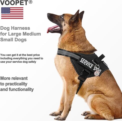 خدمة Voopet Dog Stest Harness+ علامة الهوية ومجموعة المقود+ 6 بقع ، لا تسخير الكلب العاكس القابل للتعديل للتدريب ، مناسبة للكلاب الصغيرة والكبيرة. in Saudi Arabia