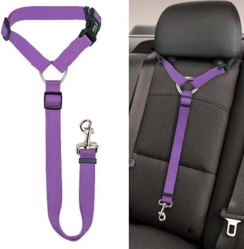 2 Packs Dog Seat Belt for Car - Adjustable Nylon Safety Strap, Headrest Restraint System, Crash Tested Vehicle Harness for Small Medium Dogs and Cats in Saudi Arabia