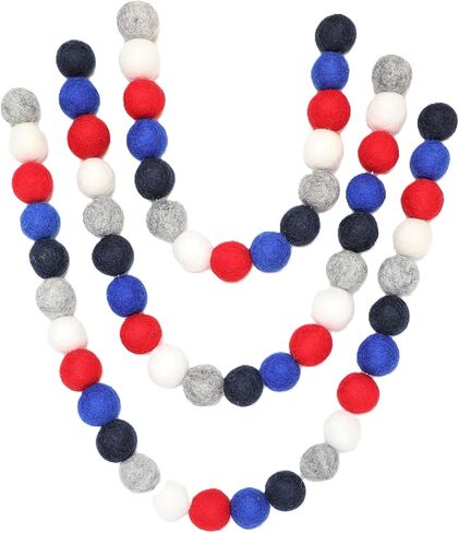 Felt Pom Ball Garland 100% Wool Pom Hand Strung (2cm, 60 Poms,10' String) | Blue Navy Home Banner Mantel Bunting Decor Craft | Mini Felt Factory in Saudi Arabia