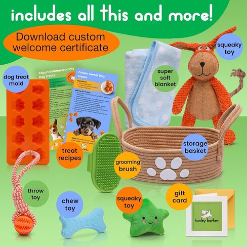 مجموعة Premium Puppy Starter Kit - سلة هدايا جديدة للجراء تحتوي على الأساسيات، وصندوق ألعاب، وصينية مكافآت، ومستلزمات تدريب، وألعاب مضغ وتصدر أصواتًا للجراء والكلاب الصغيرة - يجب أن يمتلكها أصحاب الكلاب الجدد in Saudi Arabia