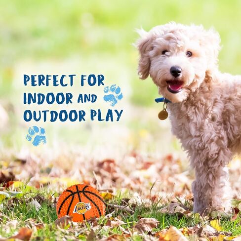 Pets First NBA LA Lakers Hard-Nylon Bacon-Flavored Basketball Chew Toy, Indestructible Dog and Cat Chewy Toy, Tug, Fetch Toy, Sporty Fun Toy for Dogs in Saudi Arabia